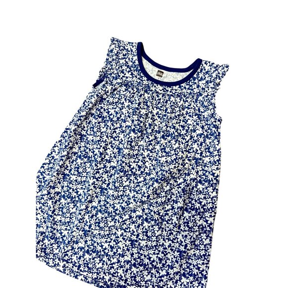 Tea Collection Girls Blue Cyprus Floral Mighty Mini Flutter Sleeve Dress 4 - Picture 2 of 5